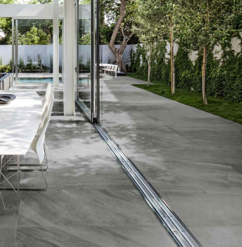 Valverdi Portico indoor outdoor matching tiles used in a modern home