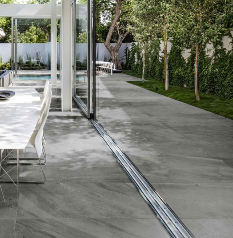 Valverdi Portico indoor outdoor matching tiles used in a modern home Valverdi Portico indoor outdoor matching tiles used in a modern home